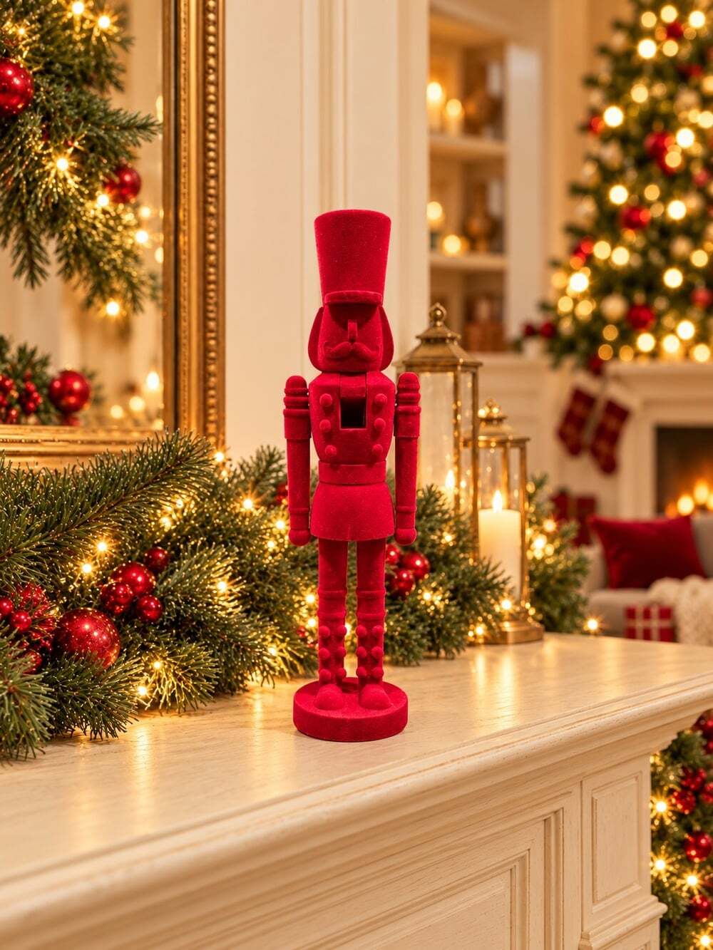 New Large Red Velvet Top Hat Mustache Christmas Holiday Nutcracker Room Decor